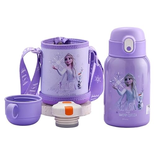 ミッキーマウス 魔法瓶カップ 真空断熱マグボトル 550ml 水筒 スポーツボトル コップ ストロー 蓋付き 水筒カバー 真空断熱 こども小学生 幼稚園 保温保冷 可愛い 手提 肩掛け(カラー3)