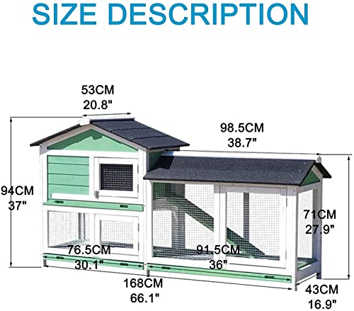 ACIYD Hühnerstall Villa Geflügelstall Kaninchenstall, Kaninchenhütte im Freien, hölzerne große Hasenkäfig, Hühnchen… – Bild 8