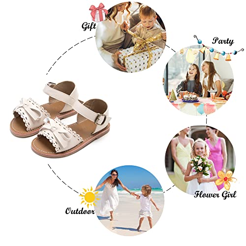 Image of Felix & Flora Toddler Girl Sandals - Little Girl Easter Dress Shoes Lightweight Open Toe Beach Holiday Flats
