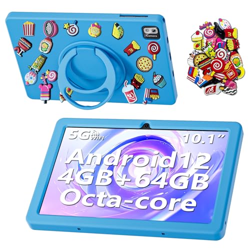SGIN 10 Inch Tablet, 4GB RAM 64GB ROM Android 12 Tablet with Case, Octa-Core 2.0Ghz Processor, 1280 * 800 IPS, 2MP+5MP Camera, GPS, WiFi, Bluetooth, 6000mAh(Blue)