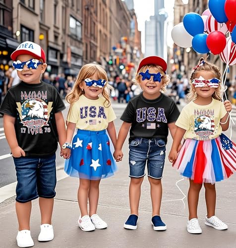 Image of JNC Kids 4th of July Shirt Boys /Girls American Flag T-Shirt Toddler Patriotic Tops Tee Independence Day Clothes 2025