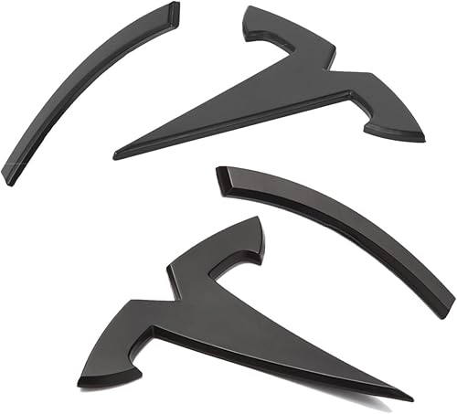 Nanaholy Model Y Accesorios para Tesla Emblema Pegatina 2 piezasSet para maletero delanterotrasero Logo cubierta (negro)
