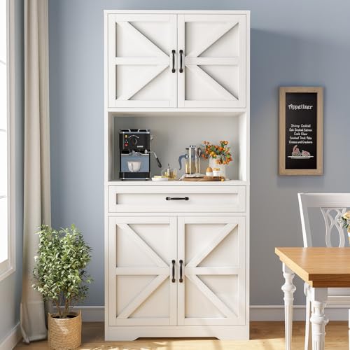 oneinmil-70-Tall-Kitchen-Storage-Cabinet-White-Kitchen-Pantry-Cabinet-with-Doors-and-Drawer-Modern-Organizer-with-Adjustable-Shelves-Wood-Cupboard-for-Kitchen-Dining-Room-Living-Room oneinmil 70 Tall Kitchen Storage Cabinet White Kitchen Pantry Cabinet with Doors and Drawer Modern Organizer with Adjustable Shelves Wood Cupboard for Kitchen Dining Room Living Room