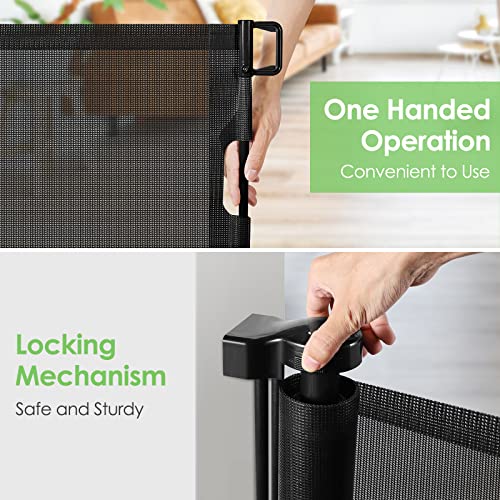 150 Inch Extra Wide Retractable Baby Gates For Large Openings Extra Long Baby Gates For Doorways Large Dog Gate For The House Extra Wide Indoor Outdoor Pet Gates For Dogs, Black #TOP3