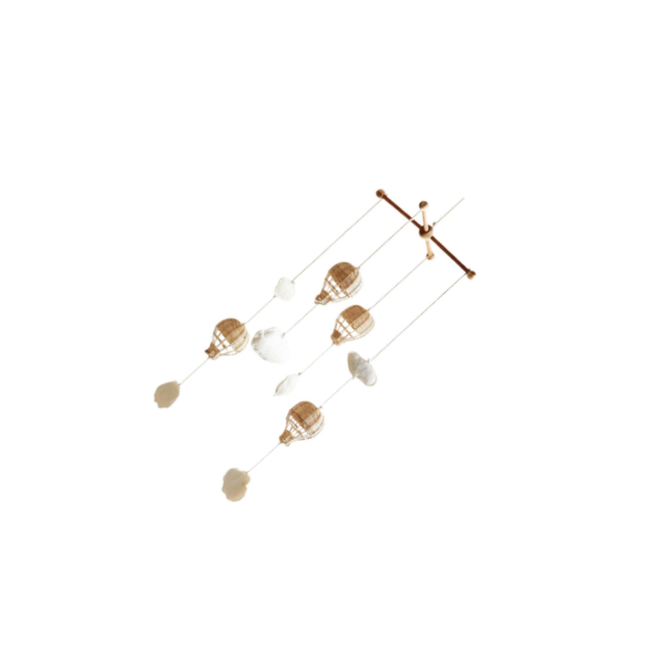 Affascinante giostrina per Culla con Mongolfiera in Rattan e Nuvola Pendente, Prima Infanzia e Decorazioni per Bambini, Materiale didattico per
