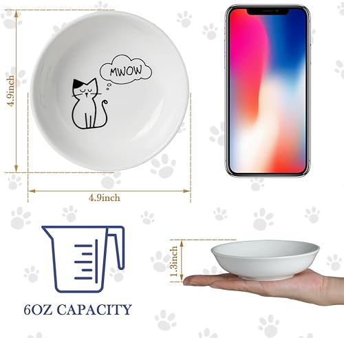 Miniatura 2 de HAPPY KIT 2 piezas Cuencos Pequeños para Gatos, Cuenco de Comida para Gatos de 5 Pulgadas para Gatos de Interior, Lindo Juego de Platos/Plato/Platos
