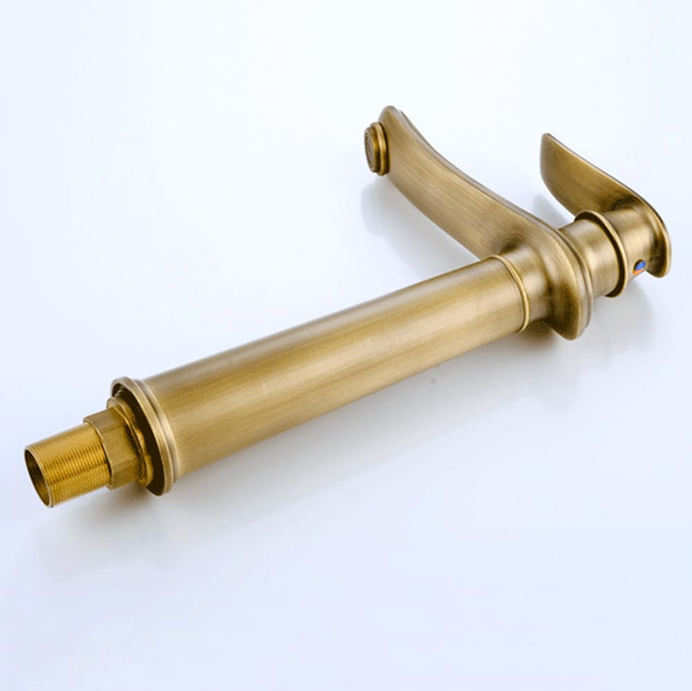 Mischbatterie Bad Retro Einhebel Mischbatterie Waschbecken aus Messing Retro Waschtischarmatur Bad, Weiß+Gold, Hoch