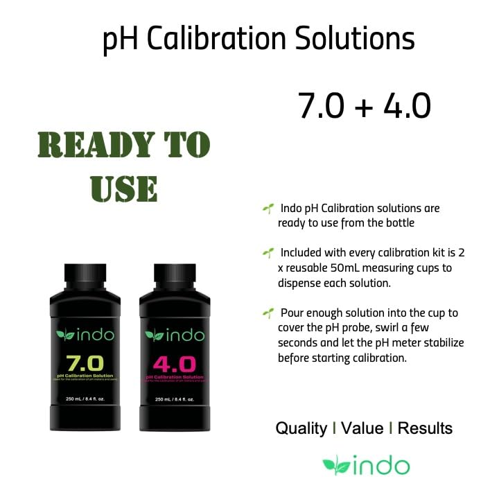 Indo pH Calibration 4.0 & 7.0 Plus Electrode Storage Solution Kit (250 mL / 8 oz of Each Solution)
