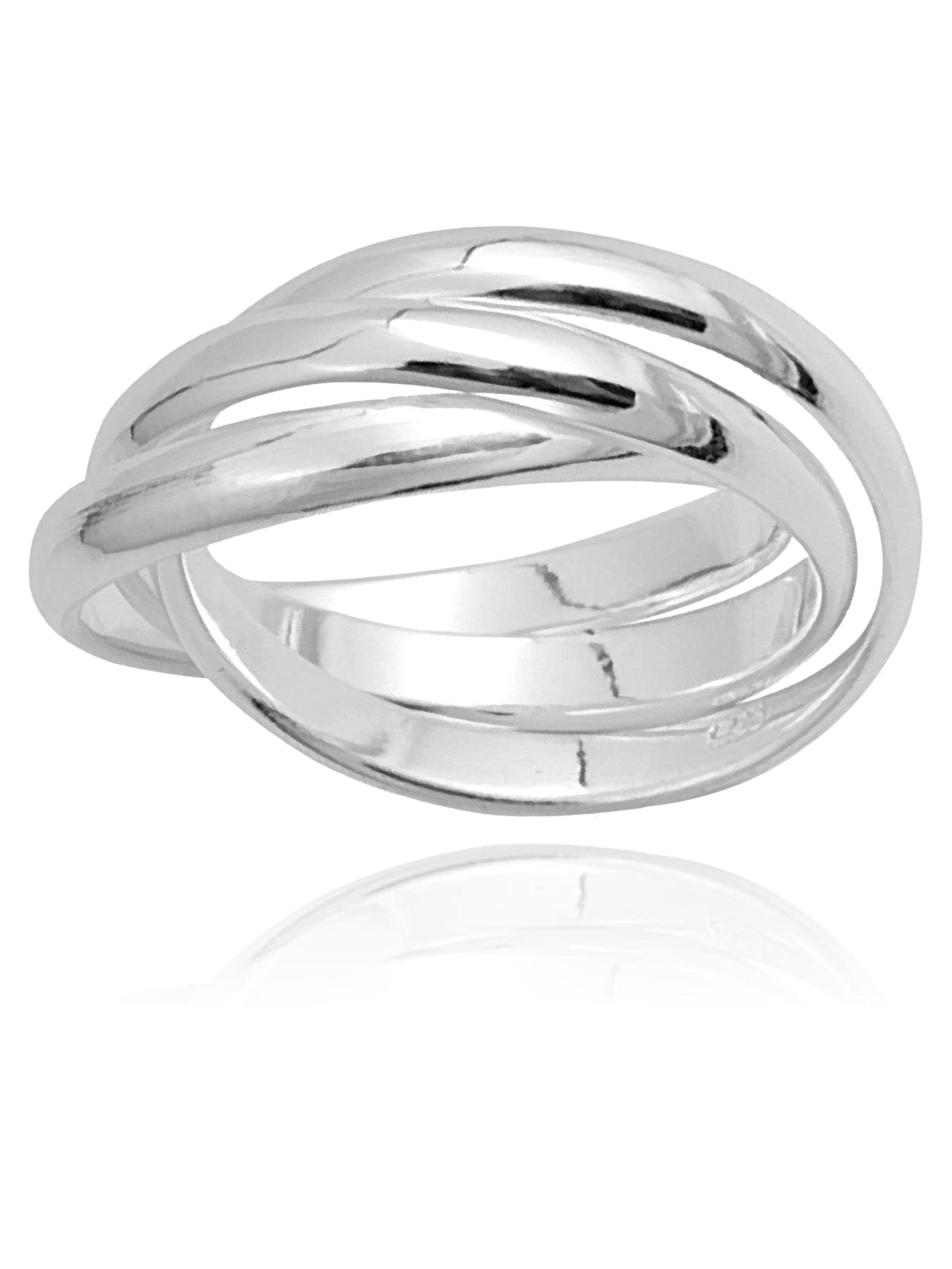 High Polish Crescent Moon .925 Sterling Silver Rope Twist Band Ring - Sizes 4-12 - Sac Silver