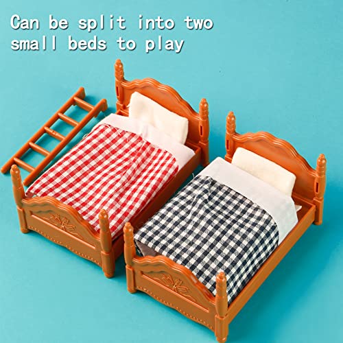 Bbnote Dollhouse Furniture Of Bunk Bed With Ladder, Plastic Miniature Furniture Model, Kids’ Bedroom Set Play Toy #TOP2
