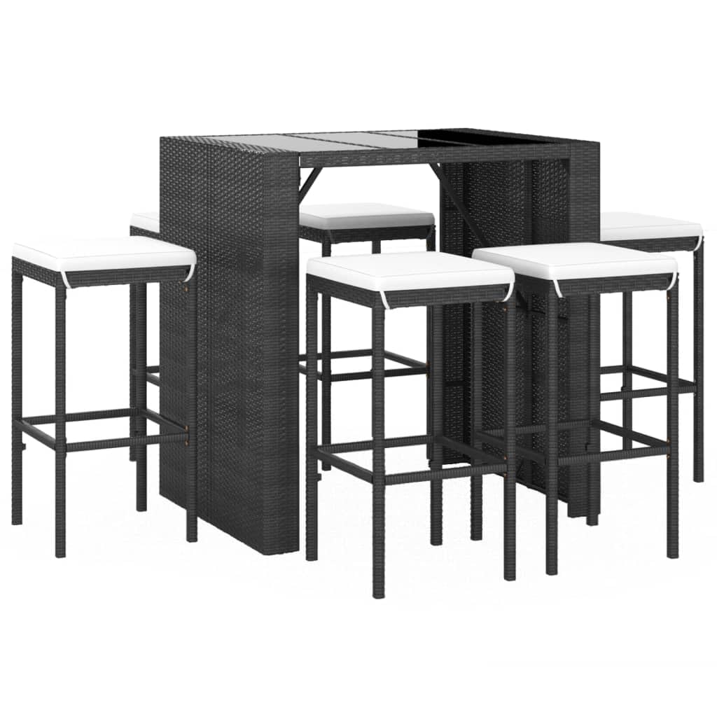 Seduta Esterni Ottomana,Divani Piccoliset Bar Da Giardino 7 Pz Con Cuscini In Polyrattan Neroadatto Per La Camera Da Letto, Il Soggiorno, Il Giardino