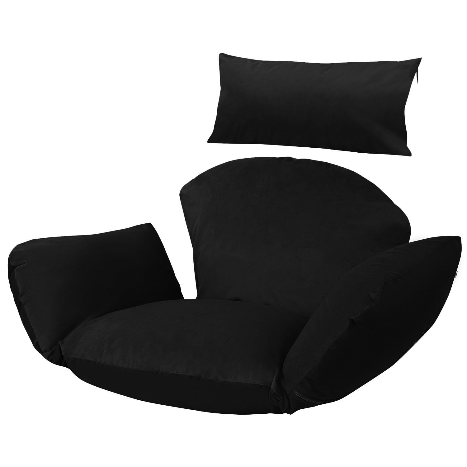 Ferocity Hängesessel Kissen, Polster, Auflage für Polyrattan/Rattan Indoor Hängeschaukel, Hängekorb, Schaukel Korb, Rückenkissen in der Farbe Schwarz [114]