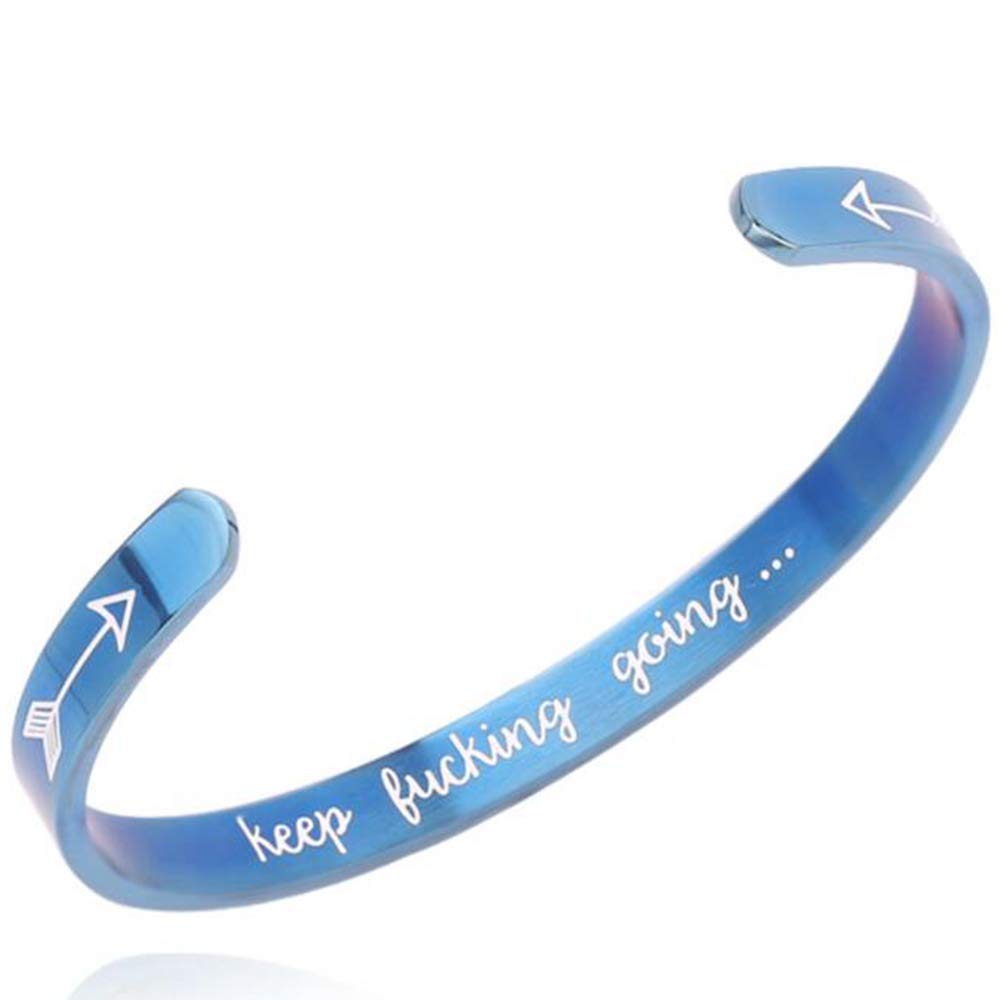 Jude JewelersStainless Steel Keep Going Inspirational Mantra Statment Cocktail Party Graduation Sports Bangle Bracelet
