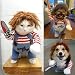 KUMSODE Halloween Hundekostüme für Hunde Wig and Knife,Lustige Chucky Hundekleidung Puppe Halloween Cosplay Kostüm (S)