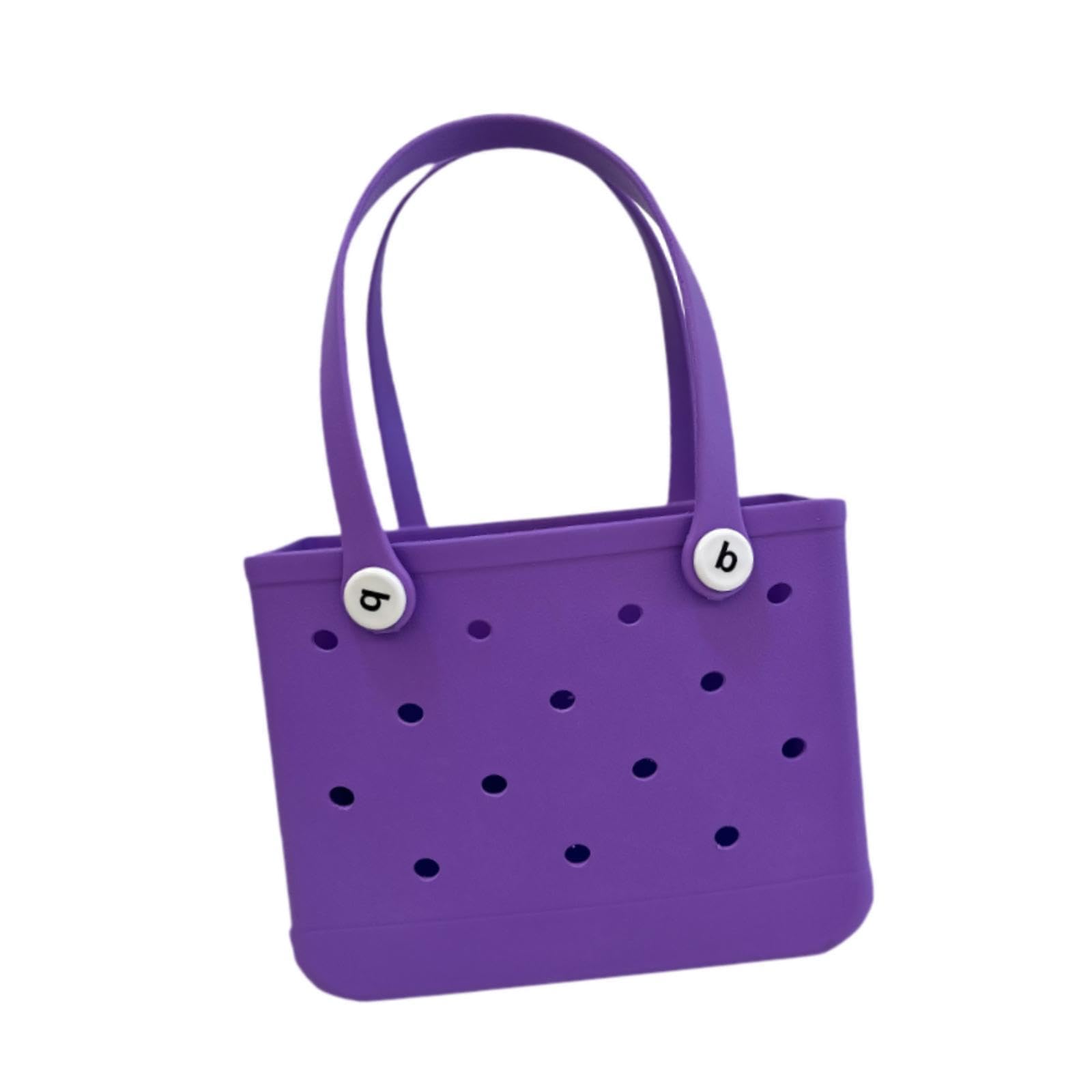 nivaa Beach Hole Bag with Holes Pouch Handbag for Women for Party Pools Boat Tours Purple-picture-23