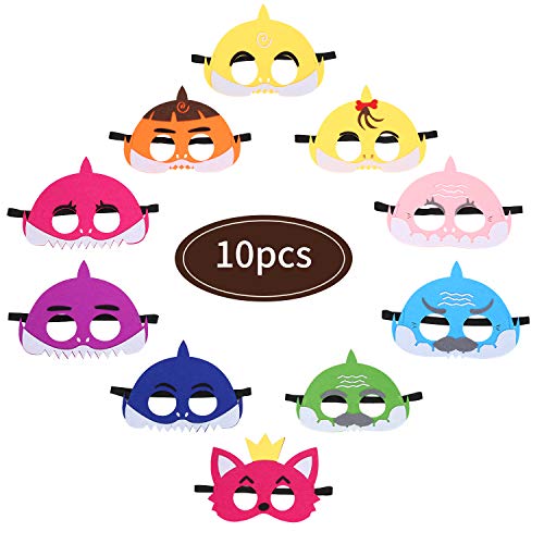 Colmanda Masque Enfant, 10 Pièces Masques en Feutre Masque Animal Masques de Fête pour Cosplay Jungle Party Cadeau de Fête Noël Halloween Anniversaire