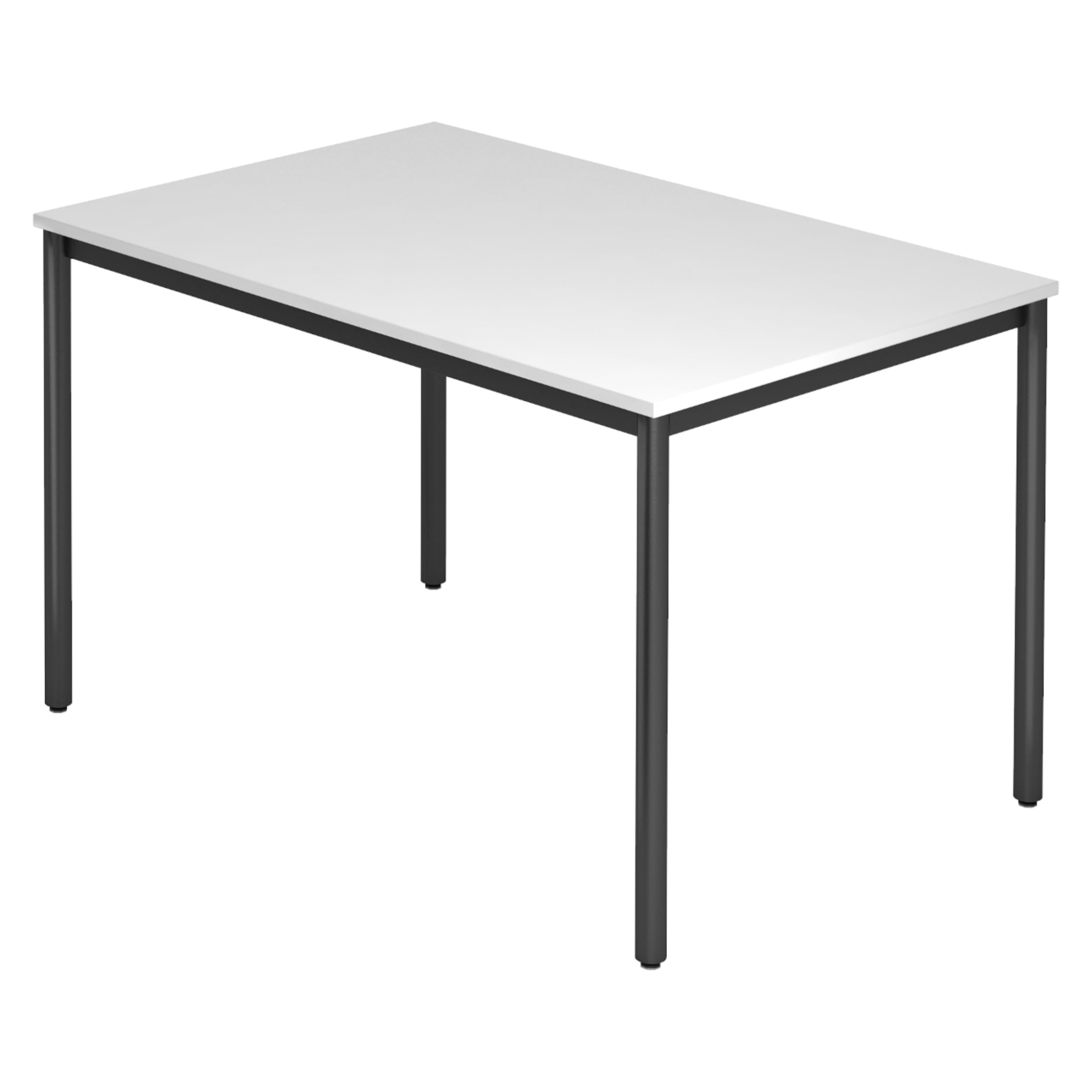 bümö Multifunktionstisch weiß, Tisch 120 x 80 cm, Tischfuß rund in schwarz - einfacher Tisch klein, Besprechungstisch System D-Serie, Konferenztisch, Meetingtisch, Mehrzwecktisch, Pausentisch