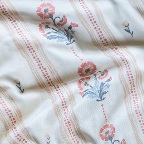 Image of Tranquebar Curtain Co. Cotton Curtains 7 Feet Long Set of 2,60-65% Room Darkening,Coral-Blue Floral Print,Door Curtains 7 Feet Set of 2,Door Curtains 7 Feet Set of 2,BackTabs Dani (213 cm) - Set of 2