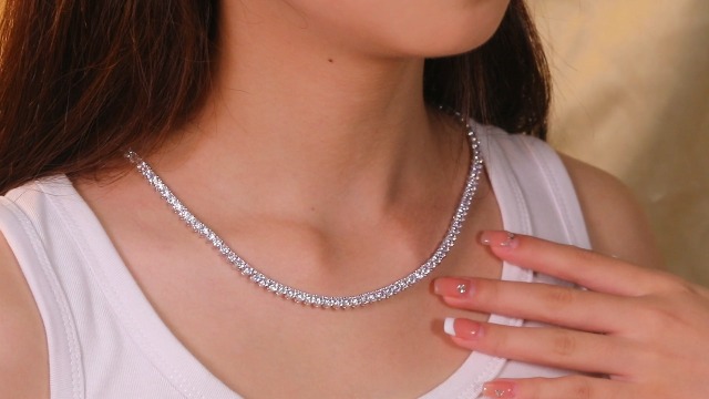 Amazon.com: 18K Yellow Gold Plated 4MM 3-Prong CZ Tennis Necklace