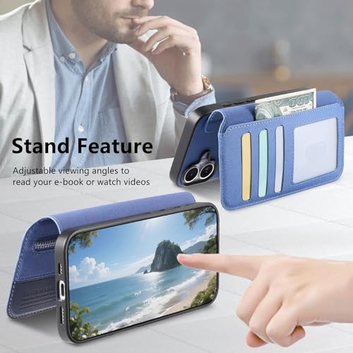 Étui portefeuille iPhone 14 Pro gris à fermeture éclair intégrée et rabat magnétique utile - 3