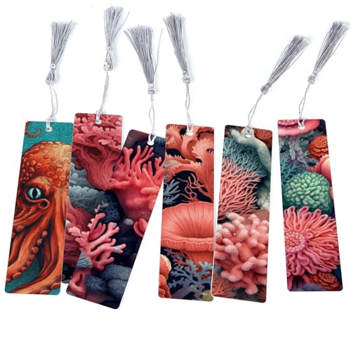 Marque-pages à pompons corail pour ne plus perdre votre page : lot de 6 spécial accros aux livres
