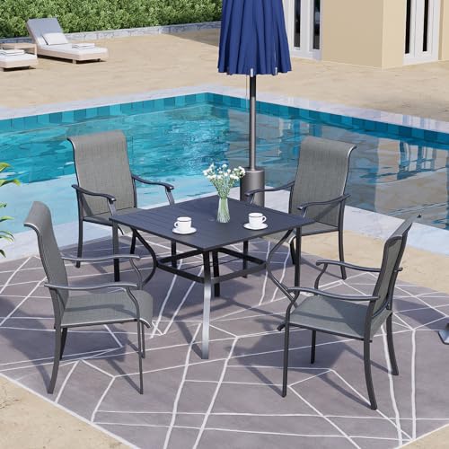 Virvla Patio Chair Set of 2,Outdoor Textilene Dining Chairs All Weather Light - Weight for Lawn Garden Backyard Deck,Grey