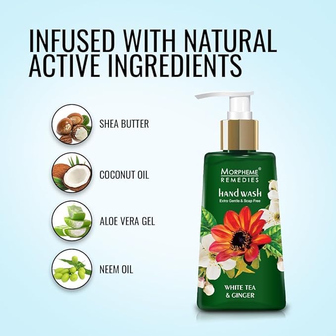 Image of Morpheme Remedies Hand Wash White Tea & Ginger + Lemongrass & Lavender + Rose & Geranium (250ml Each)
