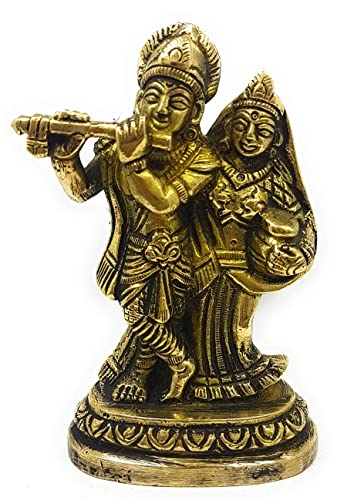 8,9 x 6,3 cm Radha Krishna mit Vasdi Krshn Radhe Vaishnav Diwali Messing antike Statue Skulptur Figur für Gesundheit Reichtum Wohlstand und Glück Cover