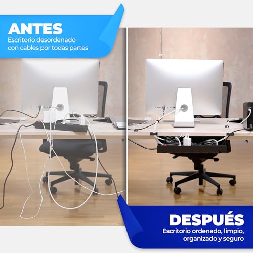 HOMEPROTEK Organizador Cables Escritorio para Organiza Cables - x1 Bandeja Cables Escritorio Negro para Esconder Cables en tu Oficina o en tu Casa - Cable Organizer for Desk Cable Management - imagen 2