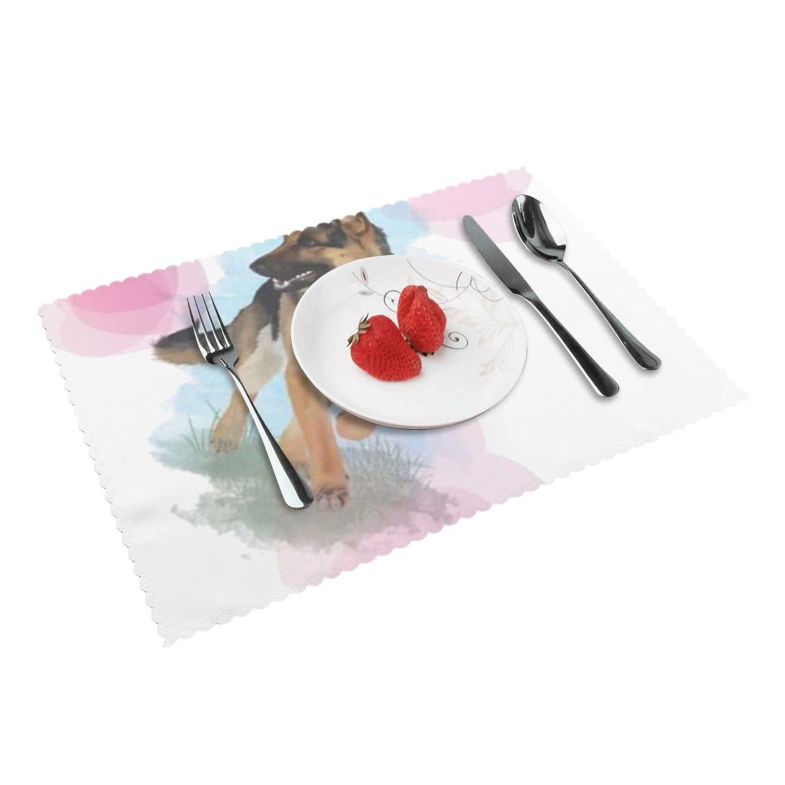 Bnvsadc German Shepherd Dog Lovers 4 Pcs Heat Resistant Placemat 45X30 Cm, Printed Non-Slip Place Mats For Kitchen Dining Table Indoor Outdoor