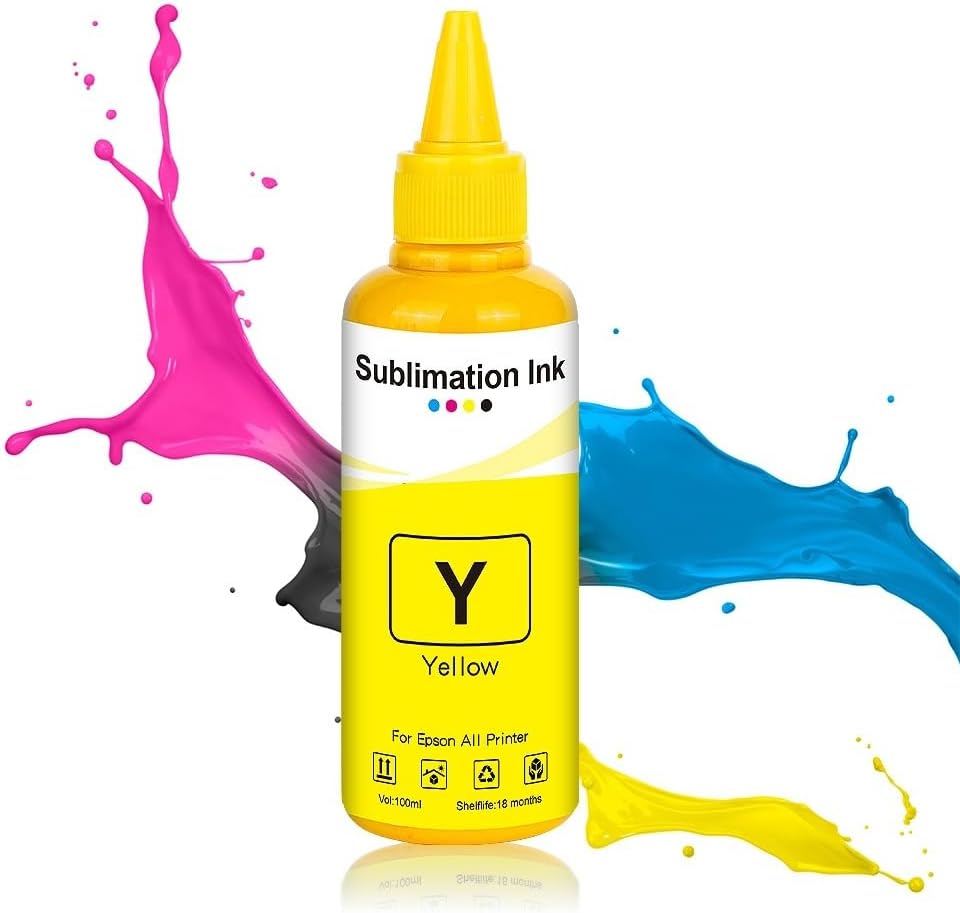 Compatible for Epson 100ml Sublimation Ink 4 Colors Set for ET-3700 ET-3800 ET-3850 ET-4800 ET-4810 ET-4850 ET-7700 ET-14000 Printers(4pcs)