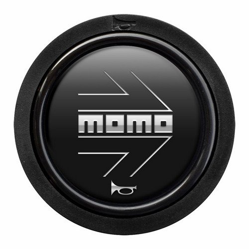 Image of M&O Momo sphoarwblkchf Push Button Arrow Logo. Matt blk-chr. 2 C F