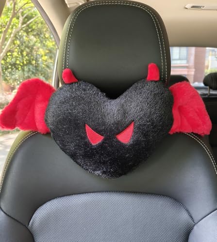 seemehappy Car Headrest Pillow, Cute Car Seat Neck Rest Pillow for Driving, Head Resting Pillow for Travelling Sleeping Neck Pillow-Red Black