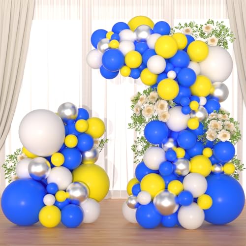 Arche de ballons bleus et jaunes de qualité supérieure pour éliminer les décors ternes