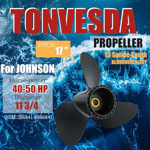 Image of OEM Upgrade Aluminum Boat Propeller 11 3 /4x17 fit Johnson Evinrude 40 HP 48HP 50HP 55 HP Engines,13 Spline Tooth,RH