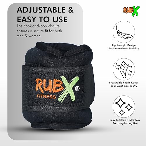 Image of RUBX Ankle Weights 0.5kg X2 Pcs Wrist Strap For Gym AnkleWeight Cuff 0.5kgs Leg Weight For Men & Women Weights For Legs For Training, Workout Unisex Weight Neoprene Resistance 0.5kg X 1 Pair