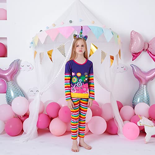 VIKITA Girls Shirts Winter Long Sleeve Rainbow Sleeve Tops for Daily Casual Wearing,2-12 Years3