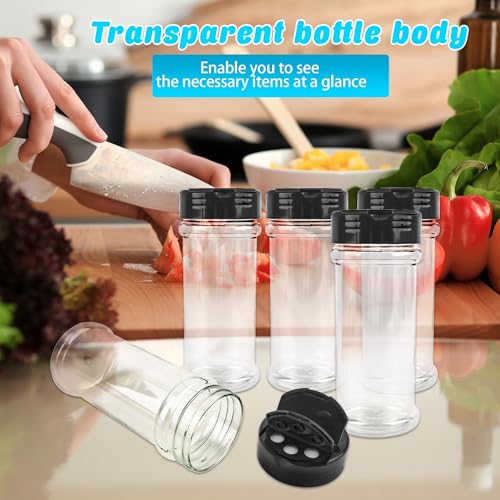 20 Pack 6 oz Plastic Spice Jars with Black Shaker Cap Clear Empty Spice Bottles with Shaker Lids Seasoning Container for Storing Spice Seasoning Powder
