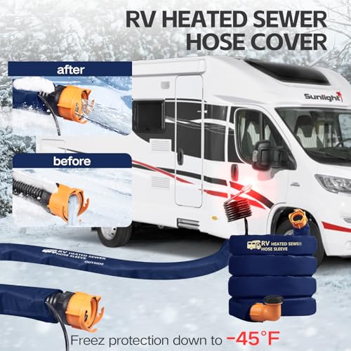 Image of 15FT Sewer Hose with Heated Sleeve Avoid Freezing at -45F, Blue Rv Sewer Hose kit ,Sewer Hose for Rv Camper /Rv Accessories