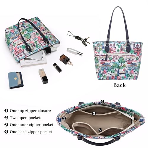 Image of Tote bags for women, tote purse, nylon tote bag, with zipper and pockets, waterproof