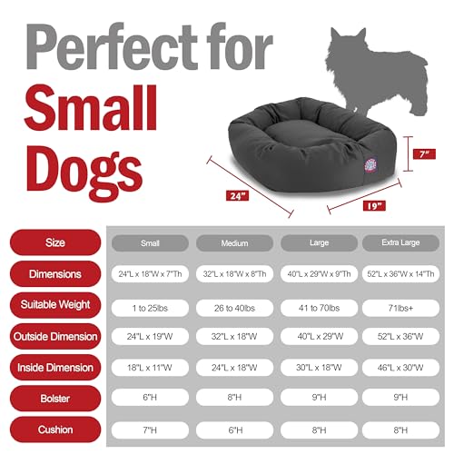 Image of Majestic Pet 24 Inch Bagel Calming Dog Bed Washable - Cozy Soft Round Dog Bed with Spine Support for Dogs to Rest Their Head - Fluffy Donut Puppy Mat 24x19x7 (Inch) Small - Gray