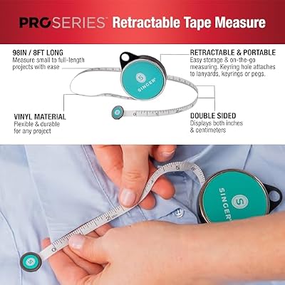 SINGER 50003 ProSeries Retractable Tape Measure, 98-Inch, Teal