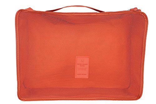 Image of 6 Sets Travel Organizers Packing Cubes Luggage Organizers Compression Pouches (Deep Orange)
