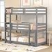 KecDuey Litera para niños de 3 plazas, 90 x 200 cm, para tres, extraíble en cama individual, cama de matrimonio, cama de invitados, madera de pino (gris)