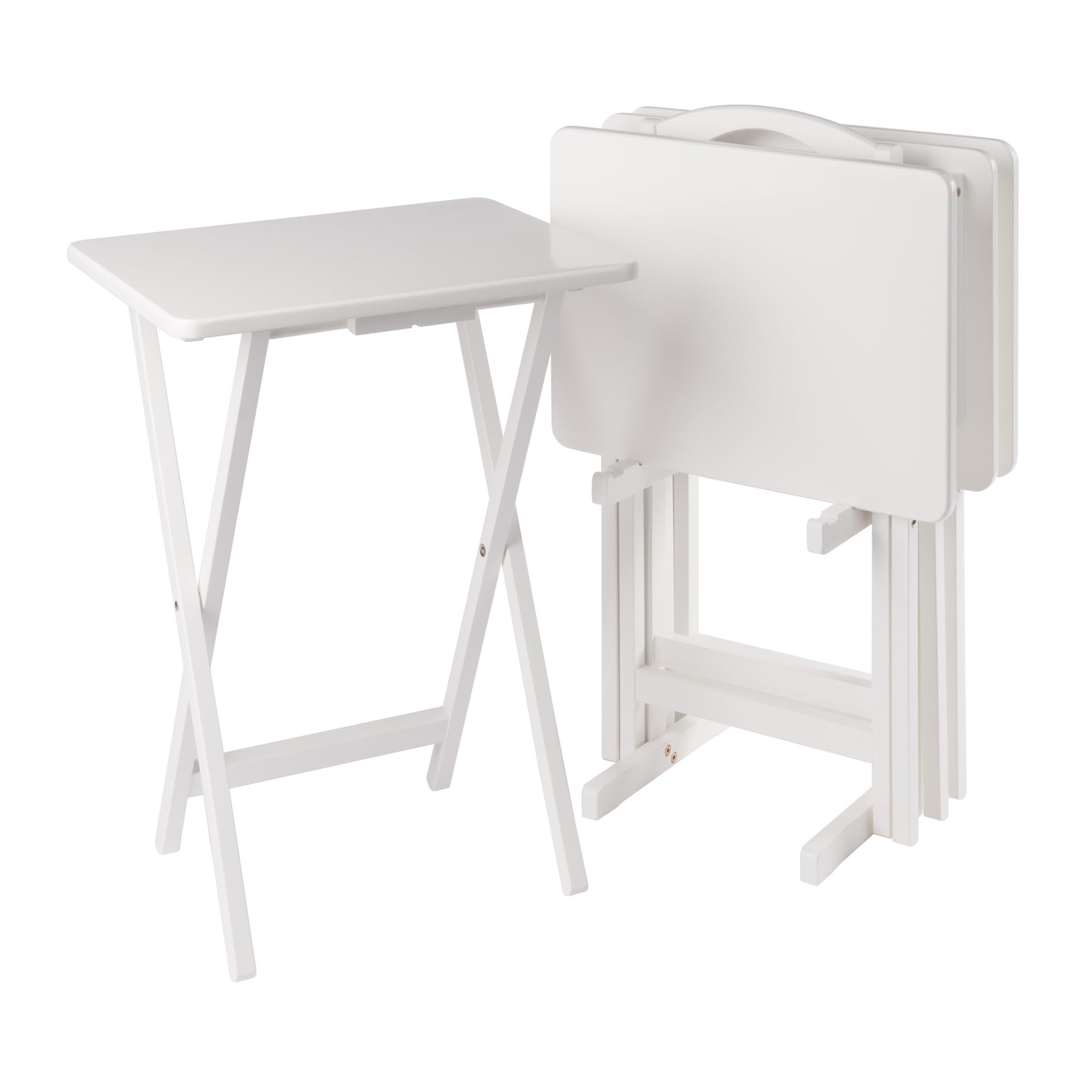 Winsome Alex Set of 4 Foldable Snack Tables with Storage Rack