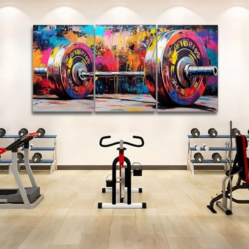 Décoration murale pour salle de sport et salon lot de 3 peintures graffiti coloré 50x76cm