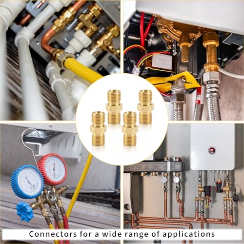 Messing Gasschlauch Verbinder 1/4 Links Gasschlauchverbinder DN8 lks Doppelnippel Kupplung Propan Acetylen Gasschlauch Außengewinde für Flüssigkeiten Rohrleitunge