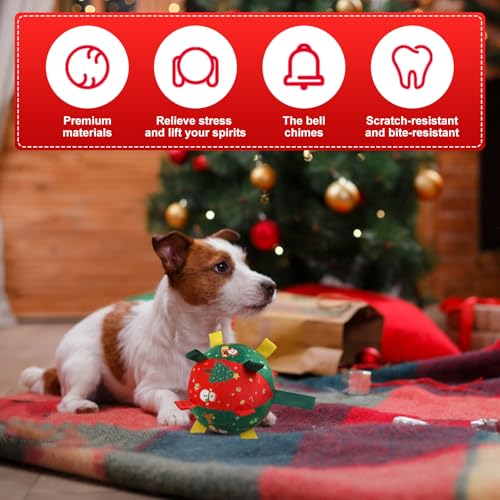 TECHEEL Hundeball Weihnachten Hundespielzeug Ball mit Griff Hund Fußball Hundeball Hundespielzeug Weihnachten Unzerstörbar Hundebälle Spielzeug Hunde Ball für kleine und mittelgroße Hunde