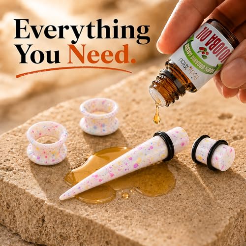 Image of BodyJ4You 54PC Ear Stretching Kit 14G-12mm - Aftercare Jojoba Oil - Acrylic Plugs Gauge Tapers Silicone Tunnels - Lightweight Expanders Men Women