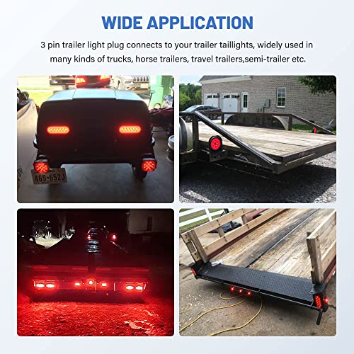 Image of Oyviny 4PCS 3 Pin Trailer Connector, Right Angle 3 Wire Pigtail Harness 20AWG for Truck Trailer Stop Turn Tail Brake Backup Light, Fit with Sealed 4 inch Round and 6 inch Oval Lights